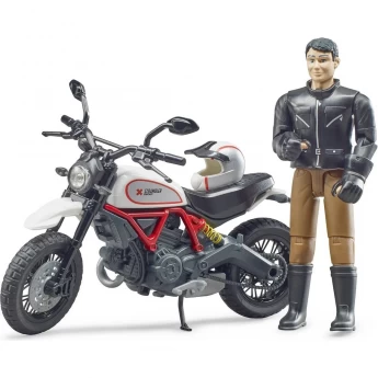 Мотоцикл BRUDER SCRAMBLER DUCATI DESERT SLED с мотоциклистом